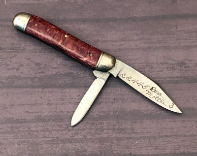 Ulster Rose Mottled 3 Dogleg Jack Salesman Sample with Bartlett on the Tang - 2