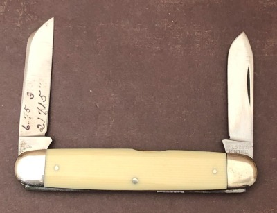 Ulster Knife Co Etched Micarta Two Blade Equal End Salesman Sample - 2