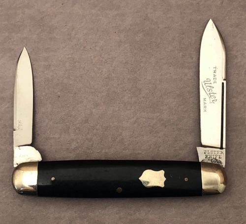 Ulster Knife Co Etched Wood Equal End Two Blade 2156 Salesman Sample