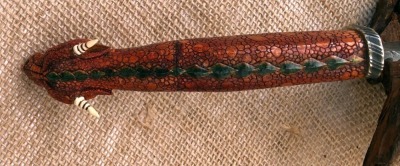 Daniel Winker Damascus Red Dragon Carved Handle - 4