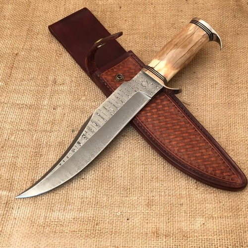 Dennis Friedly Damascus and Mammoth Bark Bowie