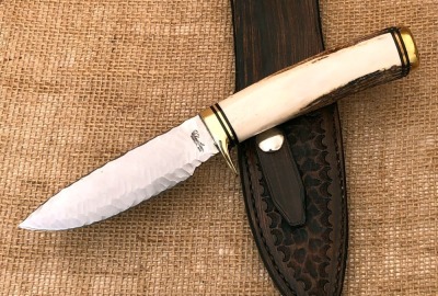 Bill Cheatham Knapped Steel Stag Drop Point Hunter