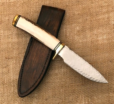 Bill Cheatham Knapped Steel Stag Drop Point Hunter - 2