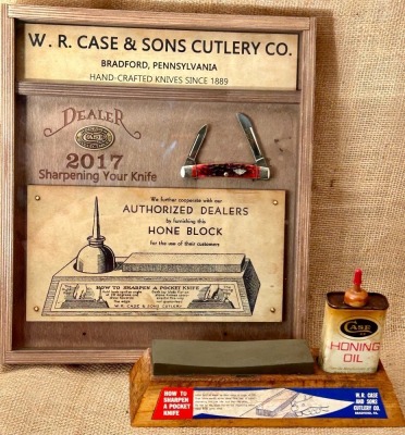 Case 2017 Dealer 62052, with vintage Honing Block and Case honing Oil Can.