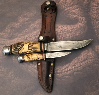 Set of Baron Carved Stag Hunters
