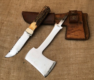 Ka-Bar Stag Knife Ax Combo