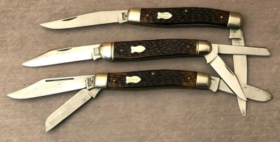 Three Schrade USA; Stockman, Whittler, and Muskrat