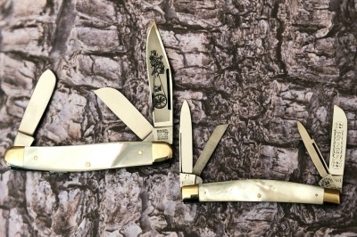 Two German Pearl Folders; Edge Mark and Kissing Crane
