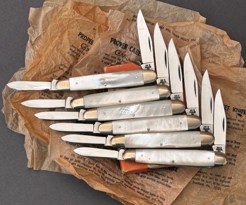 Complete Box of 1/2 Doz Case 82079 1/2 70's Dot Pearl Pens in Pumpkin Box with Wrapping Papers
