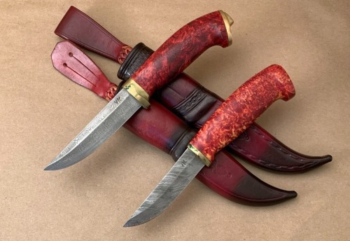 Pair of Damascus Kainuun Puukko Knives