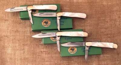 Four German Weidmannsheil Pearl Two Blade Folders