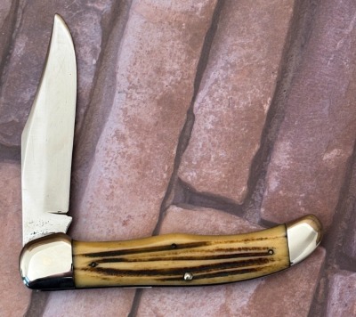 Queen Steel Single Blade Winterbottom Bone Folding Hunter - 2