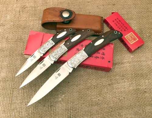 Three Al Mar Cocobolo Engraved Folders