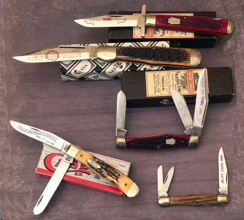 Six NSCA knives, S&M, Case, Queen City-great patterns