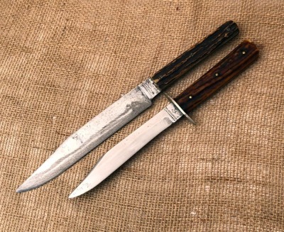 Pair of Stag Bowies; J Rodgers and Russell Green River