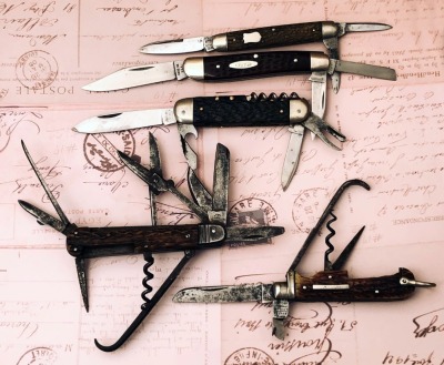 5 Vintage Folders, Whittlers, Scout, Ferrier Knives