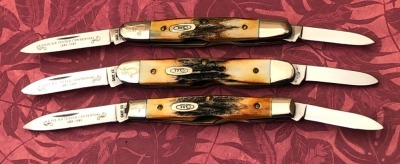 3 Case Centennial Stag Two Blade Pens 52042ss, 5279ss, and 52053ss