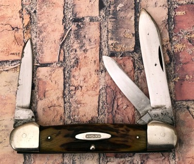 Ka-Bar Union Cut Co Stag Three Blade Canoe