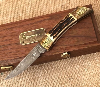 Browning Damascus Stag German lockback