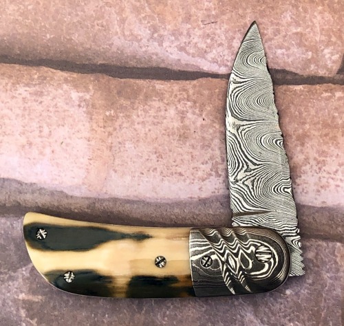 William McHenry Handmade Mammoth and Damascus Locking Liner