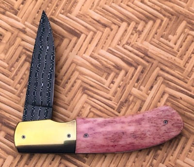 Stan Fujisaka Hawaii Damascus Bone Locking Liner - 2