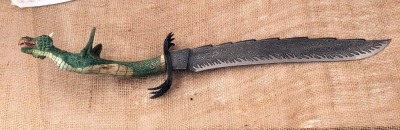 Daniel Winkler Forged Damascus Dragon Bowie - 2