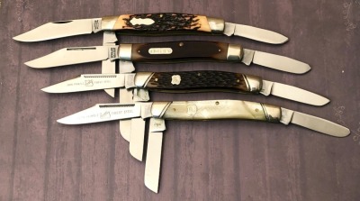 Four Stockman's; 2 John Primble, one Schrade USA and one Camillus Sword Brand