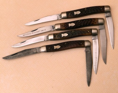 Three Schrade Walden and a Schrade USA 787 Muskrats