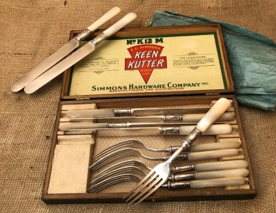 12 pc EC Simmons Keen Kutter Sterling and Pearl Fork and Knife Set