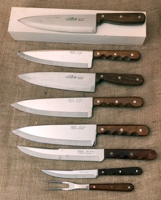 Eight Case Household Knives and Cutlery