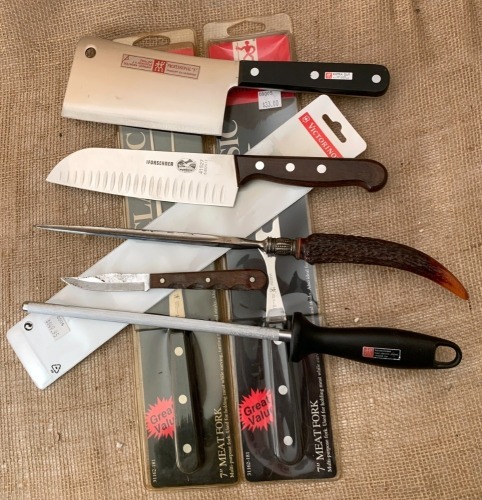 Household Knives, Steels, and Carving Forks: Case, Henckels, Forschner