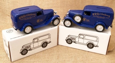 Pair of WR Case & Sons Die Cast Coin Banks