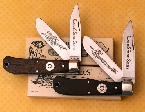 Pair of Camillus Safari Series Wood Bullet Knives