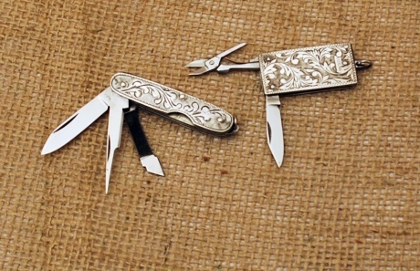 Engraved sterling handled knives