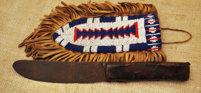 Elaborate beaded Sheath Vintage Native American Scalping knife