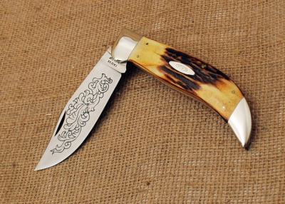 Case Blue Scroll Clasp knife