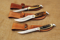 Case Blue Scroll Trio of Stag hunter