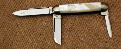 Etched Henckles Pearl Cattle Knife