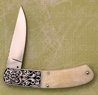 Harvey McBurnette & Son White Bone Engraved Button Auto - 2