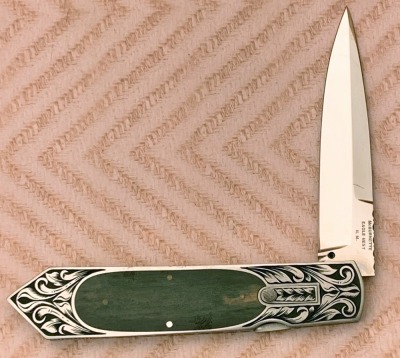 Harvey McBurnette Engraved Auto Lockback
