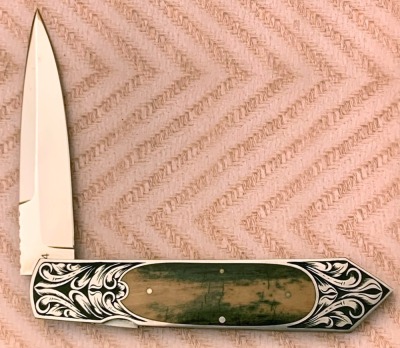 Harvey McBurnette Engraved Auto Lockback - 2