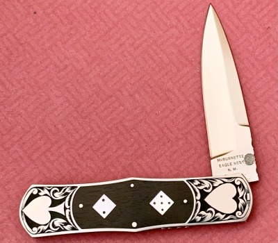 Harvey McBurnette Engraved "Gambler" Lockback