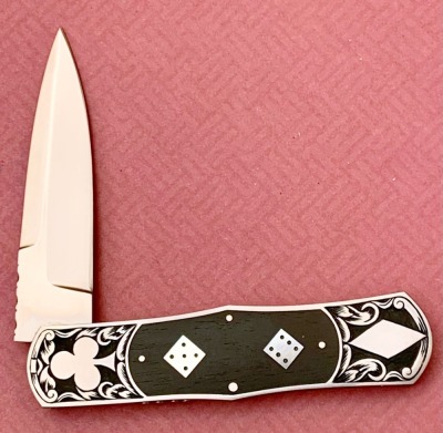 Harvey McBurnette Engraved "Gambler" Lockback - 2