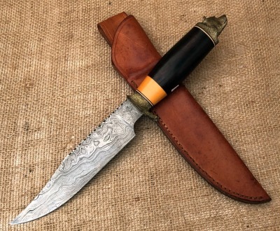 Jim Pugh Damascus Bear Head Bowie