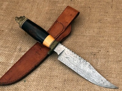 Jim Pugh Damascus Bear Head Bowie - 2