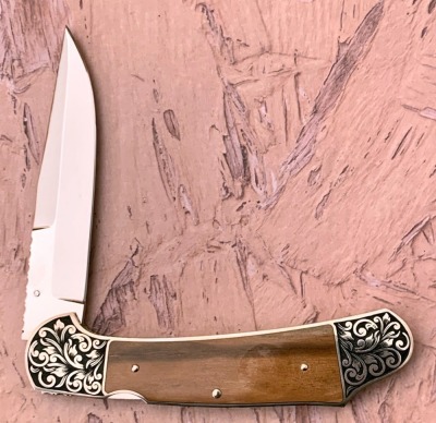 Harvey McBurnettte Engraved Mammoth Lockback - 2