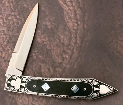 Harvey McBurnette Engraved "Gambler" Lockback - 2