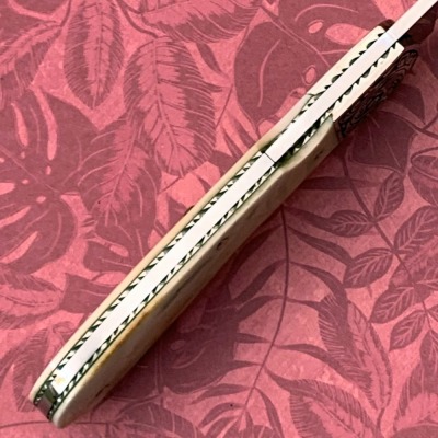 Harvey McBurnettte Engraved Bone Lockback - 3