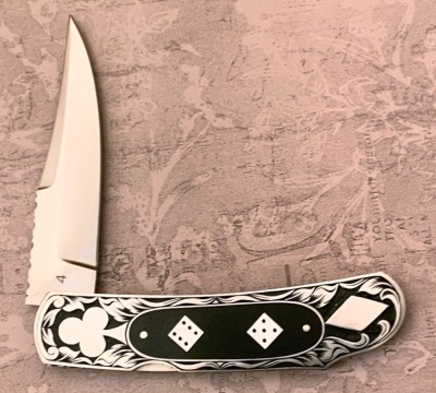 Harvey McBurnette & Son Engraved "Gambler" Lockback - 2