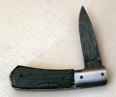 Mike Dilluvio Damascus Mammoth Bark Locking Liner
